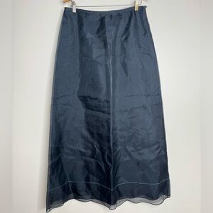 Banana Republic Y2K Vintage 100% Silk Sheer Black High Waisted Maxi Skirt 12